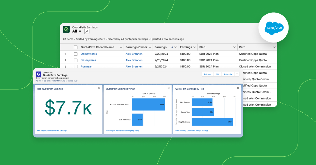 commission tracking in Salesforce via QuotaPath