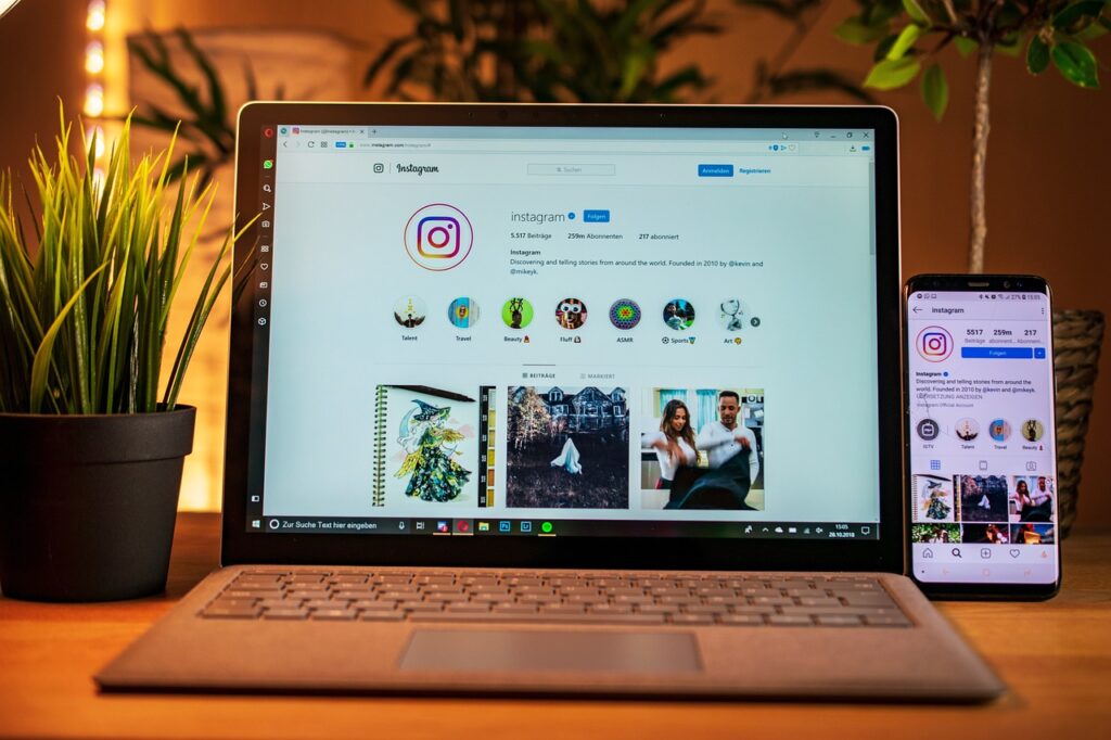 photo of a computer screen with instagram on it